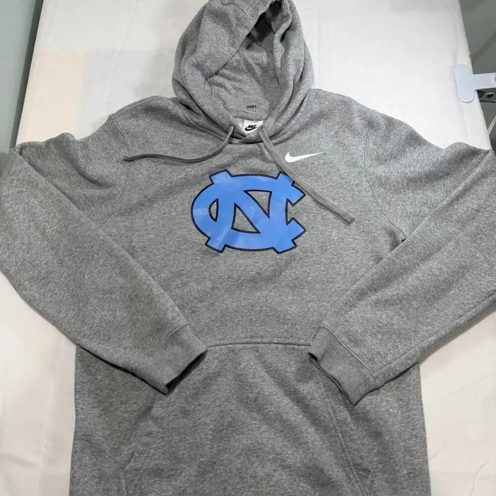 Nike UNC Hoodie Mens Small Gray North Carolina Tar Heels Interlocking NC
